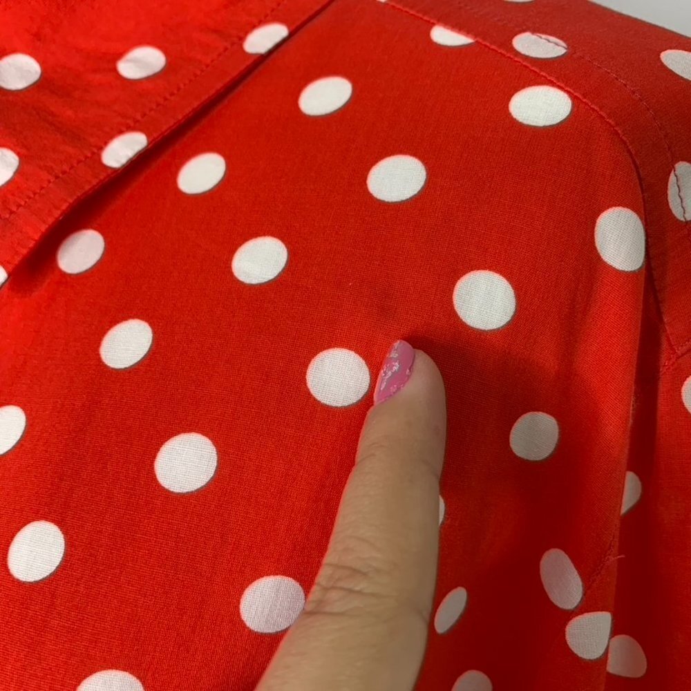Christian Lacroix Women's Red White Polka Dot Long Sleeve Button Down Shirt 44 - Picture 6 of 15
